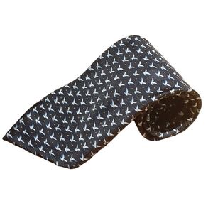 Holt Renfrew Altea Milano Men's 100% Silk Tie Dark Blue Bird Print Made in Italy